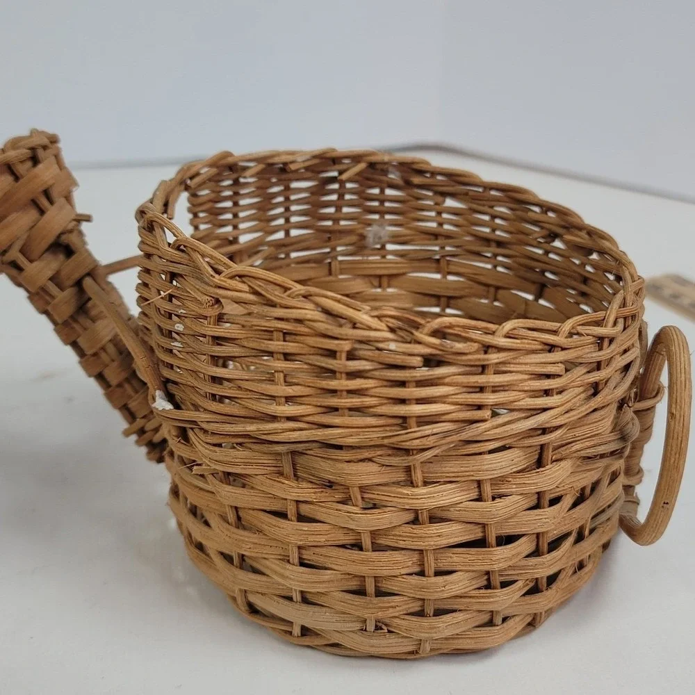Vintage Miniature Wicker Basket Set 3pc Loveseat Star Wall Basket Watering Can